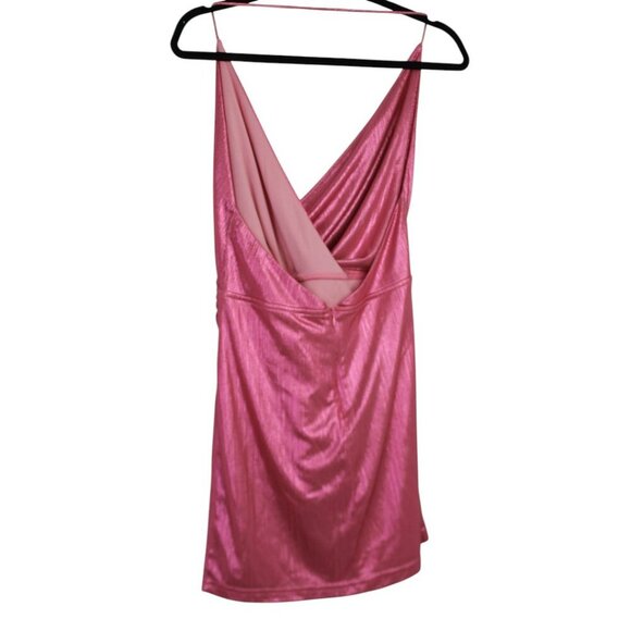 Revolve Superdown Pink Metallic Mini Missie Wrap Front Dress SZ Small - Picture 10 of 12